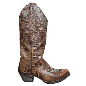 Vintage Dan Post Cracked Brown Leather Western Cowgirl Boot Size 6.5